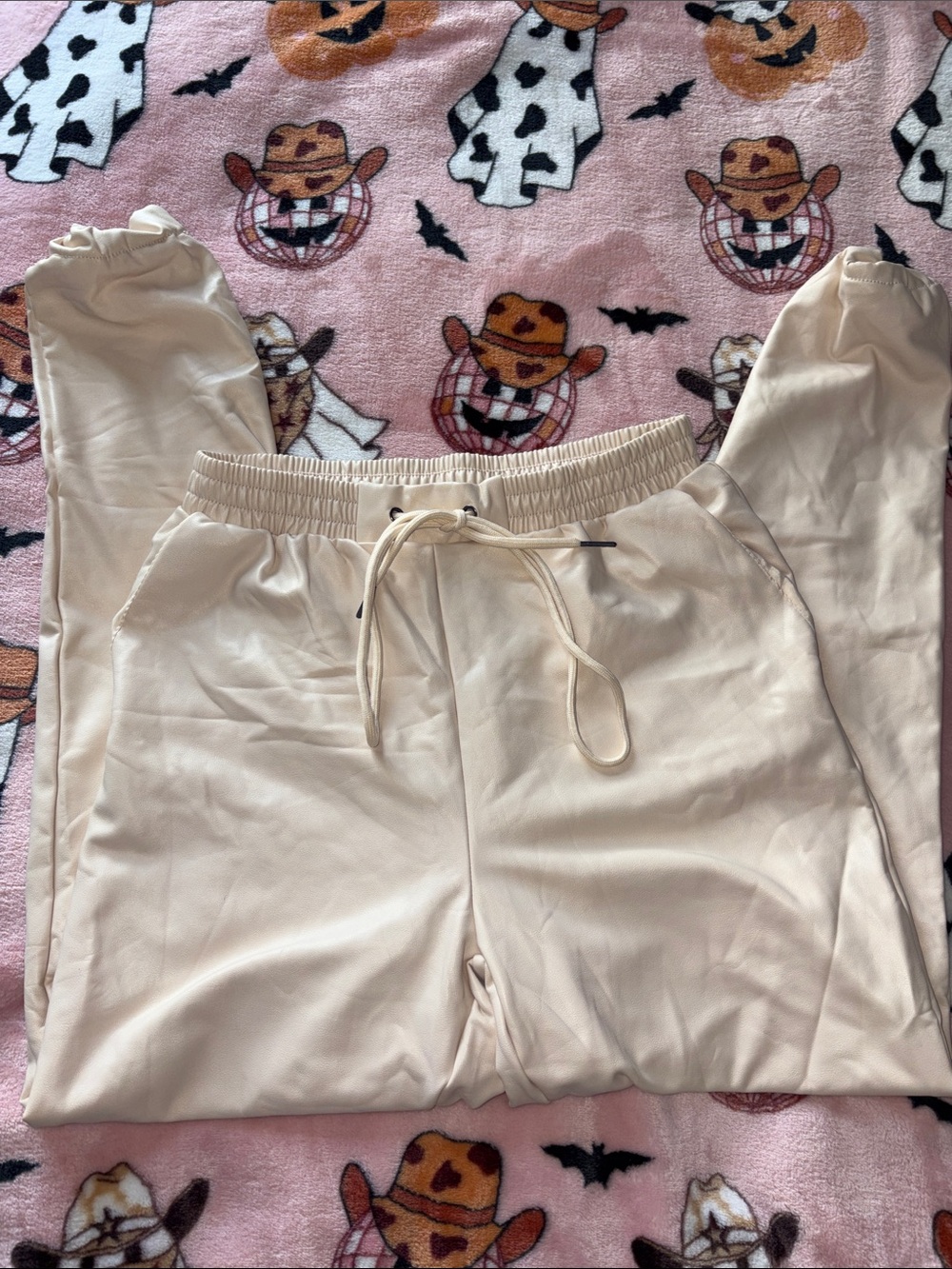 Kids Neutral Cream Drawstring Joggers